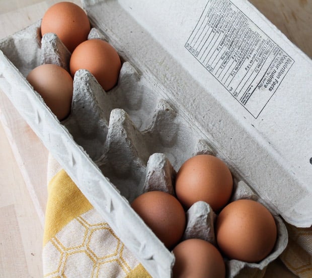 Eggs in a carton.