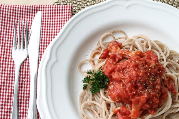 Rich Tomato Sauce over pasta