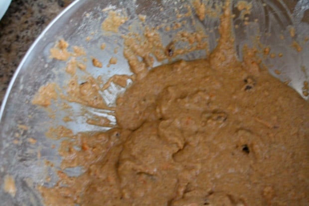 Muffin ingredients in a mixing bowl