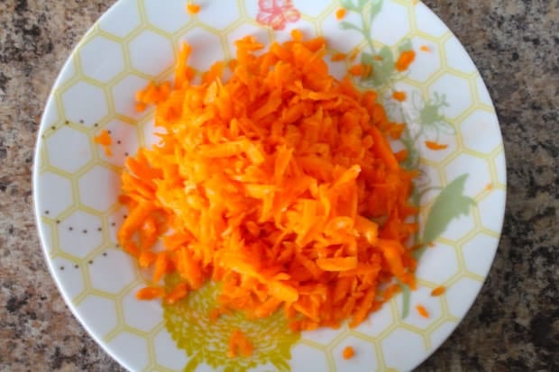 Grated carrots on a plate