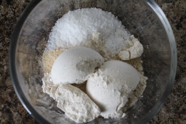 flour and seasonings in a small glass bowl.