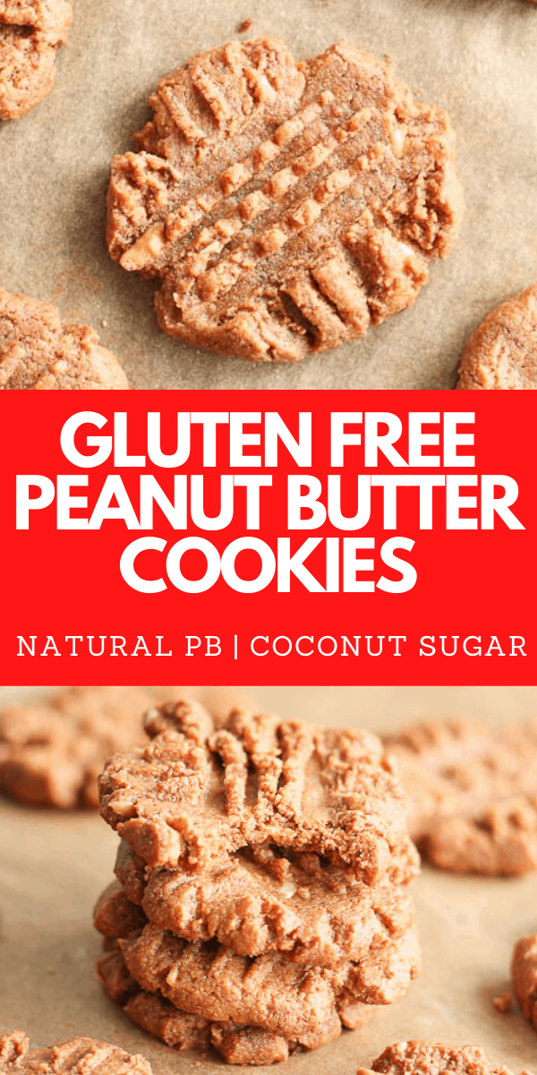 pinterest graphic for gluten free peanut butter cookies recipe