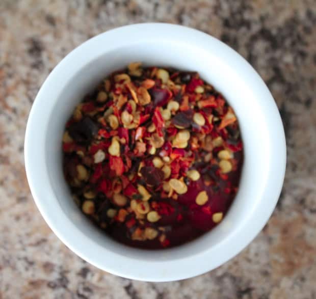 chili flakes in a small bowl