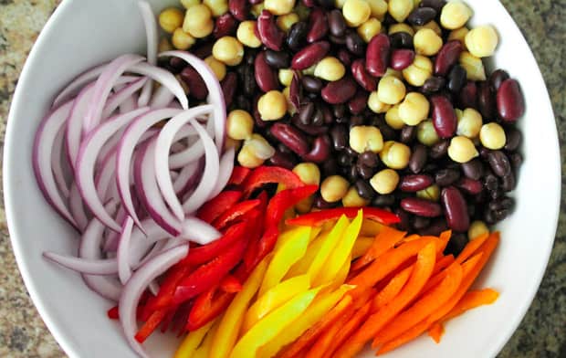 ingredients in a large white mixing bowl.