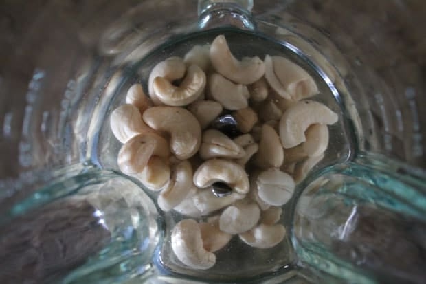 Cashews in a blender