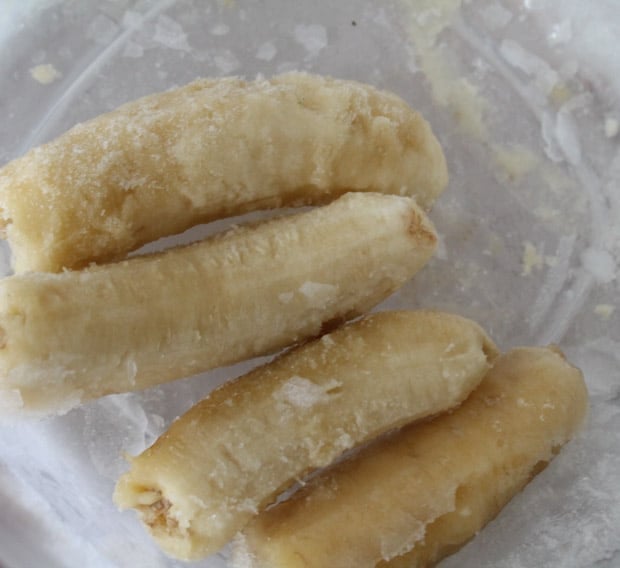 frozen bananas in a container