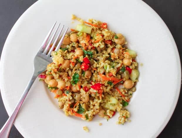 Curried Quinoa Salad on a dinner plate