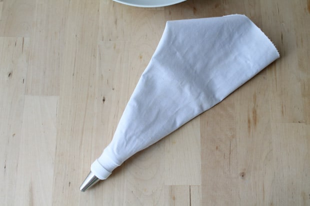 an empty piping bag on a counter