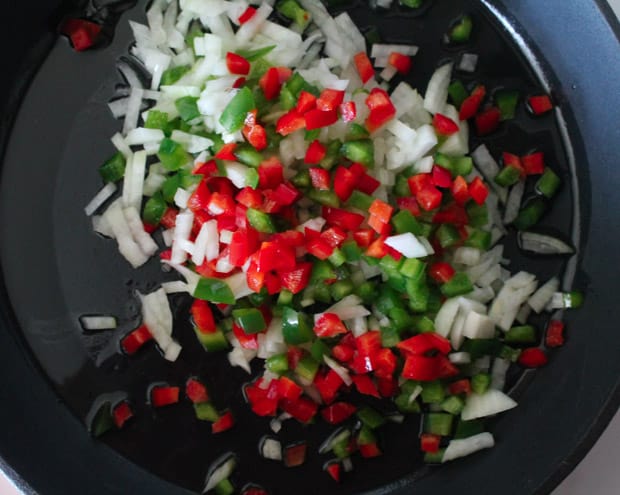 Ingredients in a cast iron pan