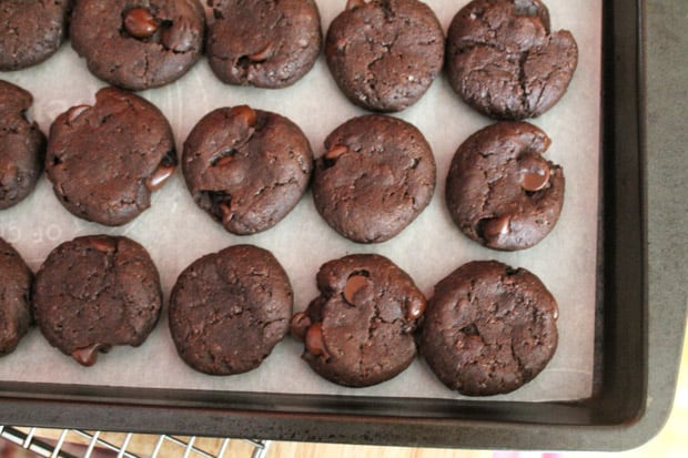 Vegan Banana Brownie Cookies on a baking sheet