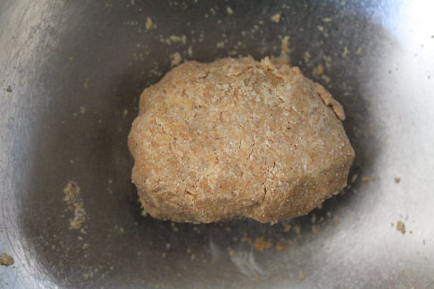 quinoa flour cookie dough in a mixing bowl