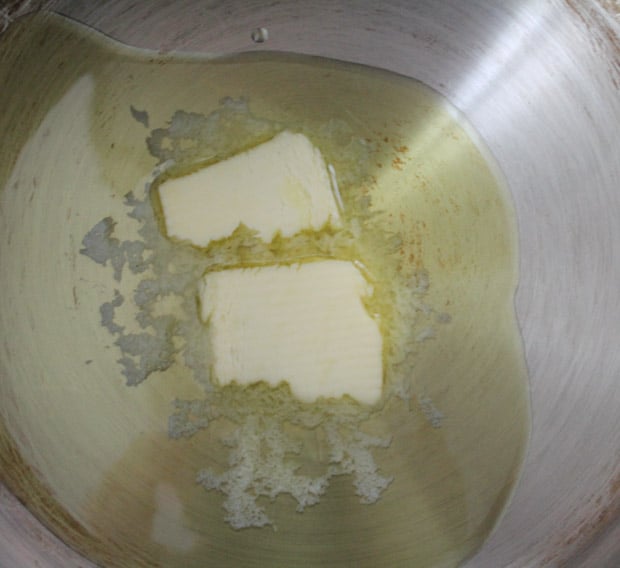 Butter melting in a soup pot