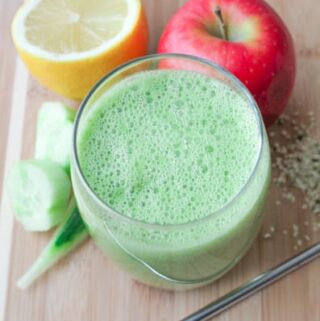 detox green smoothie in a glass.