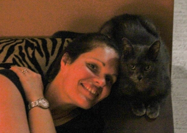 Sharon Rhodes from the Honour System and her cat Louis