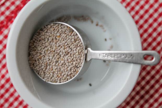 A tablespoon full of chia seeds 