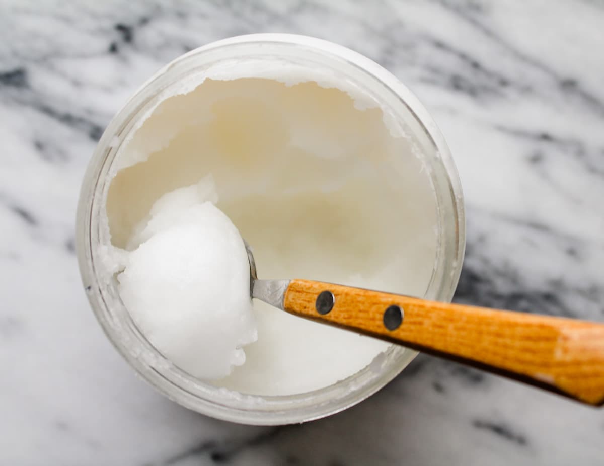 a jar of coconut oil.