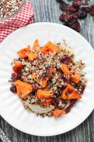 Spicy Roasted Butternut Squash with Quinoa & Cranberries