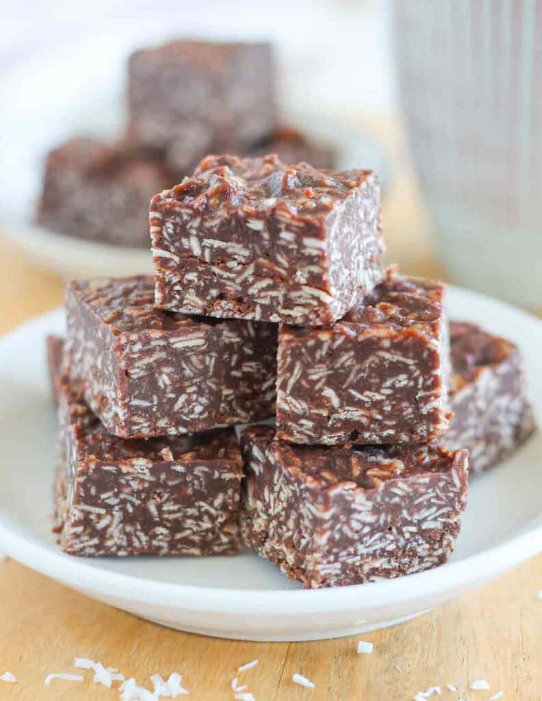 Chocolate Coconut Bars easy, healthy NO BAKE recipe!