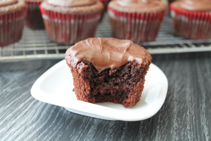 olive oil cupcake with vegan chocolate frosting