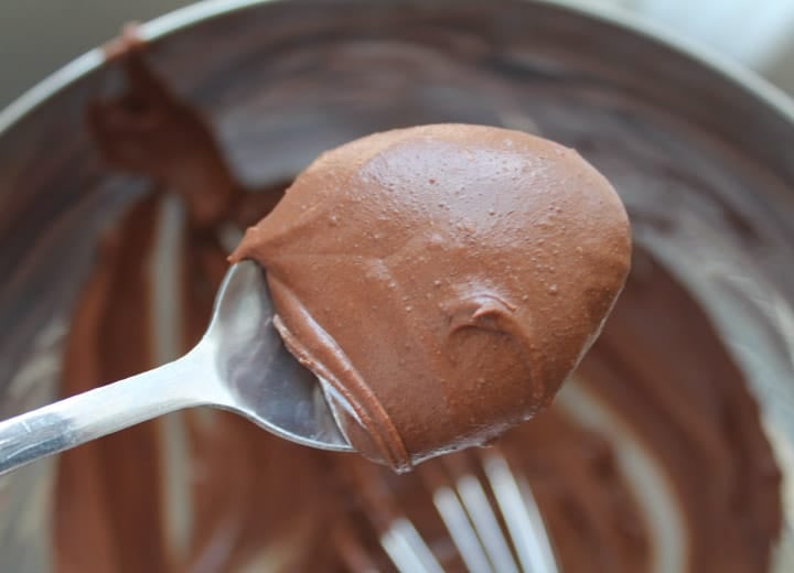s spoon with vegan chocolate frosting