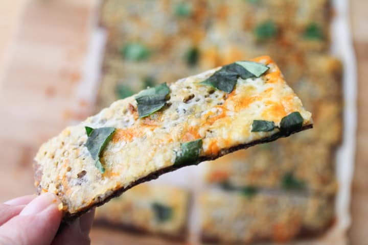 Roasted Garlic Quinoa Crust 'Flatbread' with Fresh Basil-12