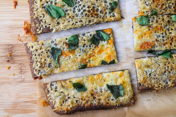 Roasted Garlic Quinoa Crust 'Flatbread' with Fresh Basil-13