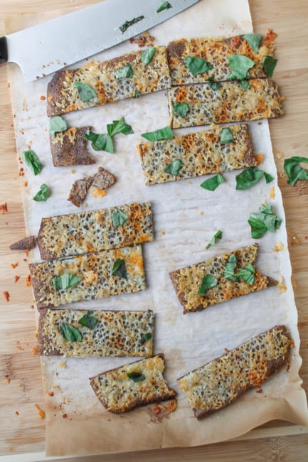 Roasted Garlic Quinoa Crust 'Flatbread' with Fresh Basil-14