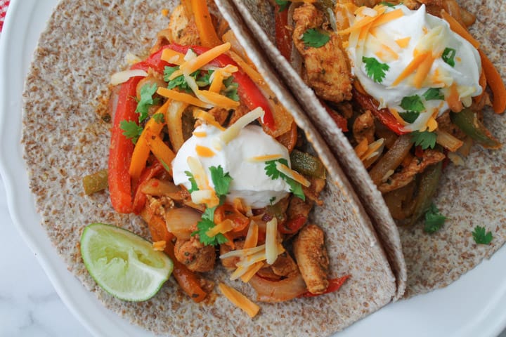 Baked Chicken Fajitas with a fresh lime