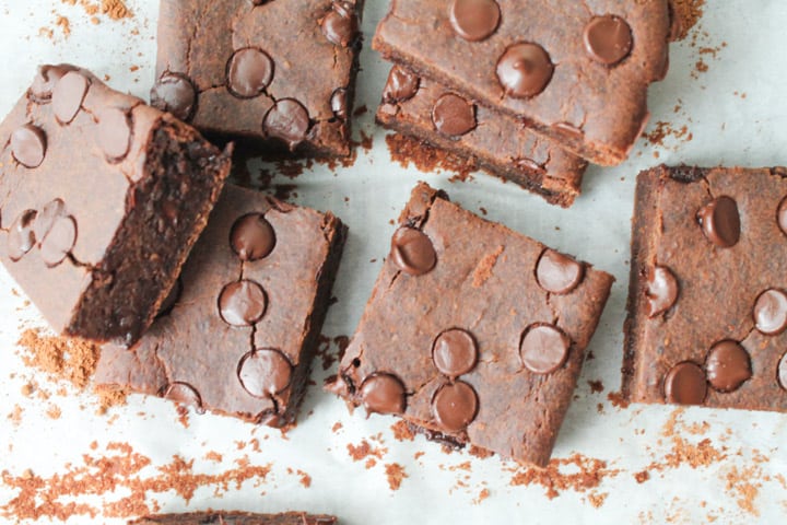 Black bean brownies on parchment paper