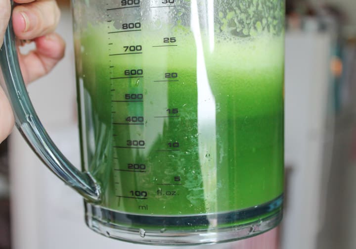 a hand holding a container with a healthy drink