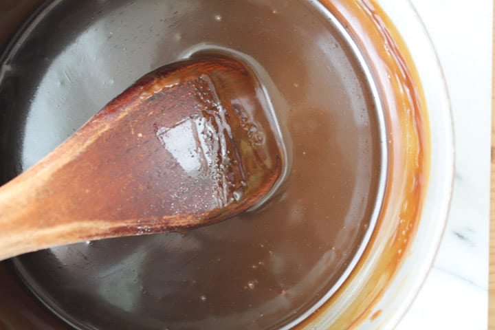 Caramel sauce being stirred
