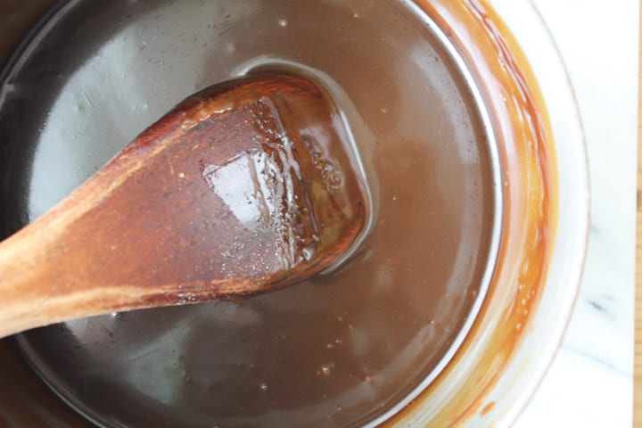 Caramel sauce being stirred