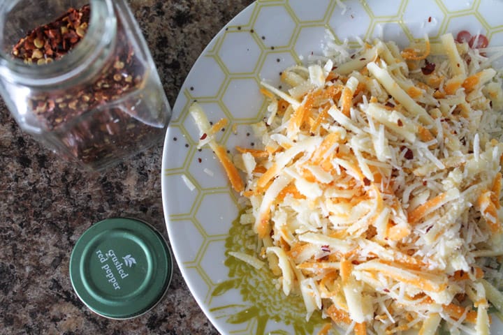 grated cheese on a plate