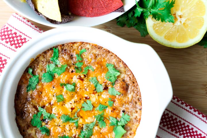 warm chipotle black bean dip hot from the oven