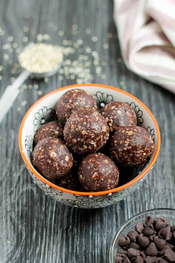 healthy vegan, gluten free chocolate snack in a bowl