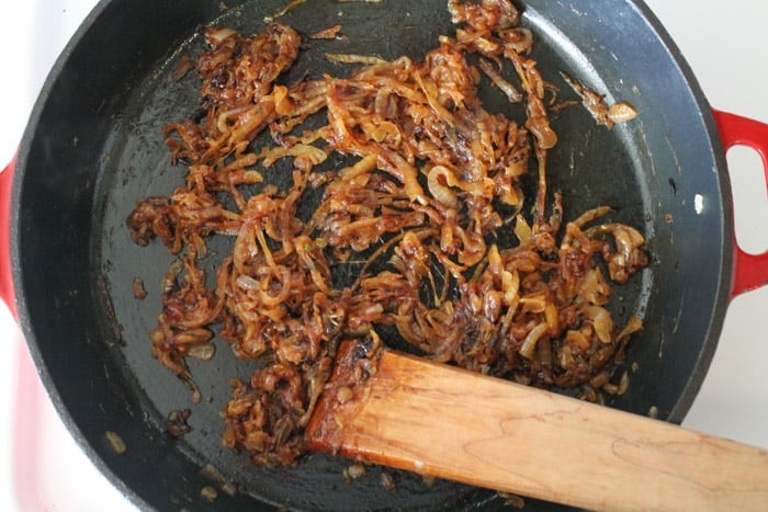 caramelized onions in a pan.