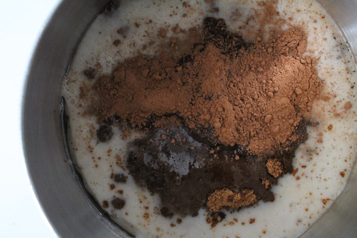 Cookie ingredients in a sauce pan