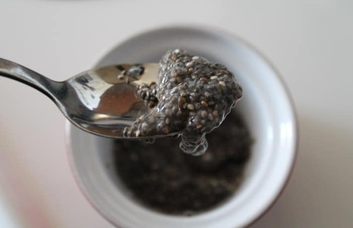 Chia seeds gel up after being soaked