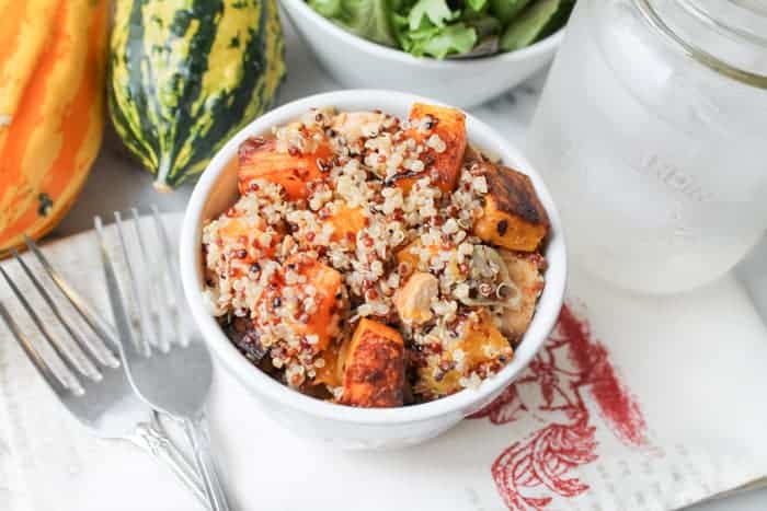 Roasted Butternut Squash with Chicken and Quinoa