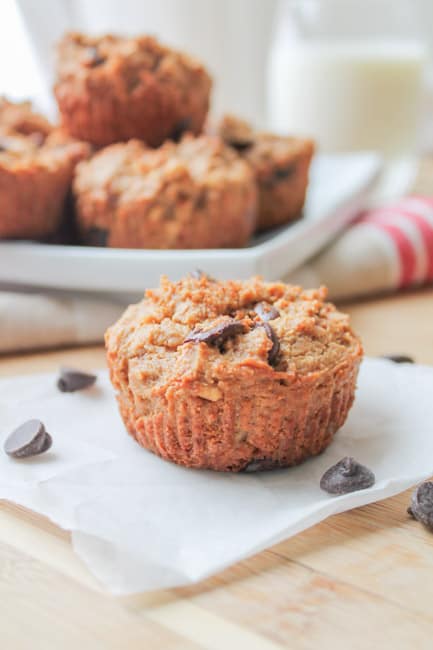 Peanut Butter & Dark Chocolate Chip Muffins-