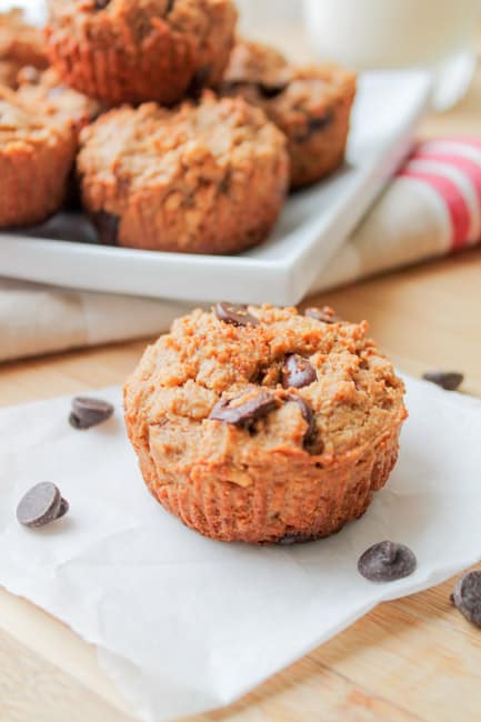 Peanut Butter & Dark Chocolate Chip Muffins-