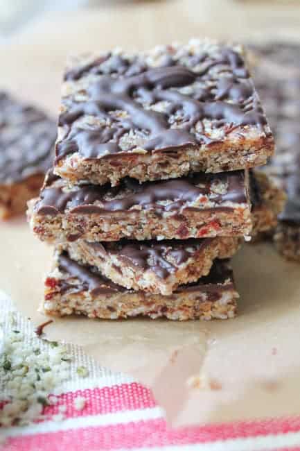 Roasted Almond Date Squares on a napkin