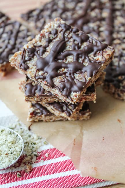 Roasted Almond Date Squares on a napkin