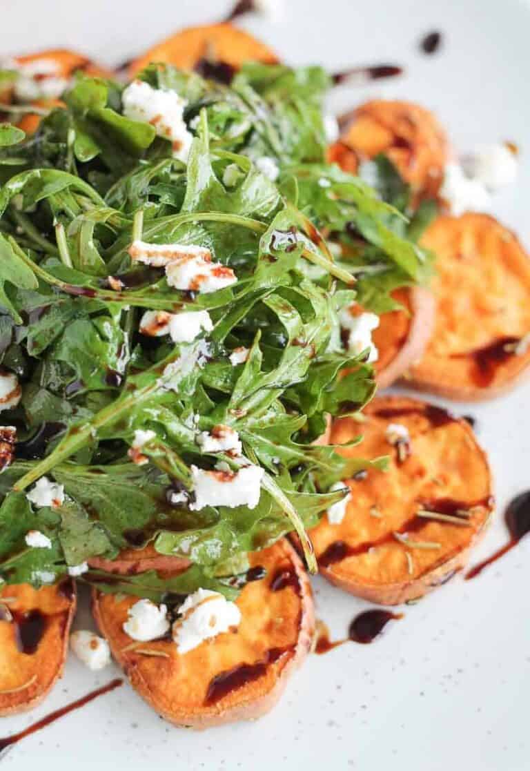 Arugula Salad with Goat Cheese and Roasted Sweet Potato