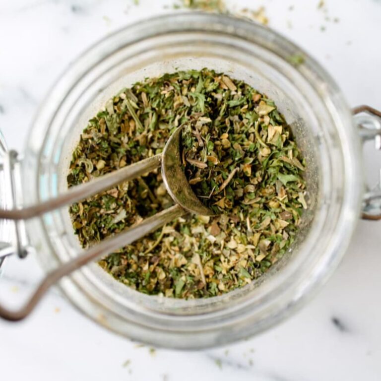 Homemade Italian seasoning in a jar.