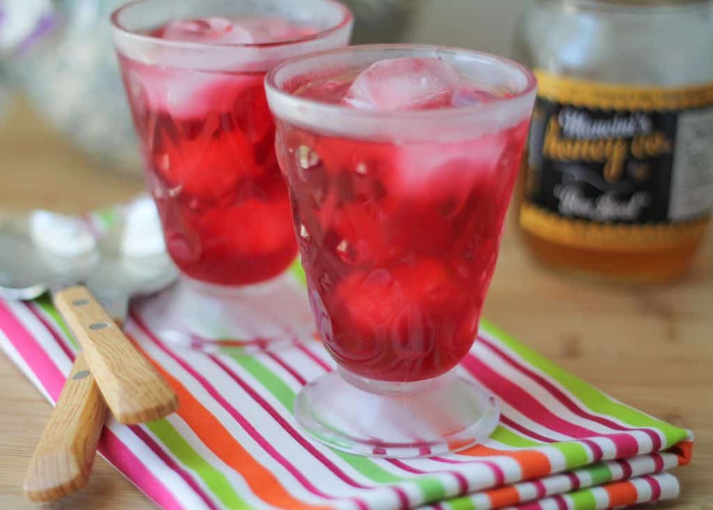 Ice Tea Coolers in a frosty glass on a striped napkin