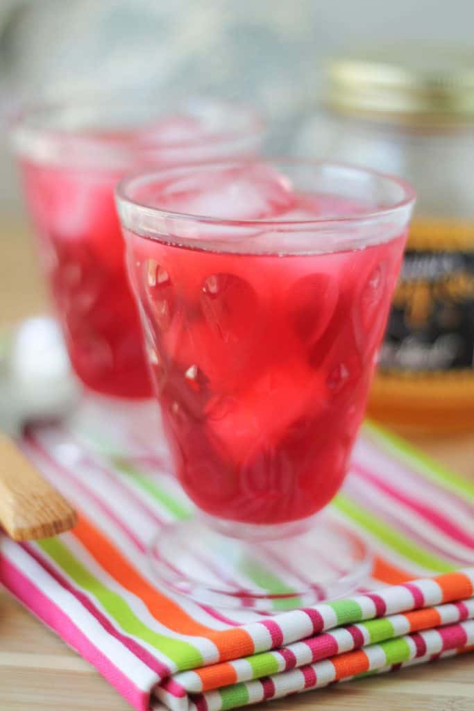 Ice Tea Coolers in a frosty glass on a striped napkin