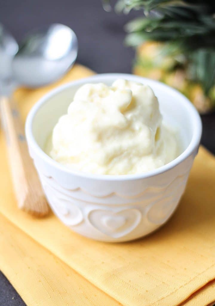 homemade frozen yogurt in a white bowl