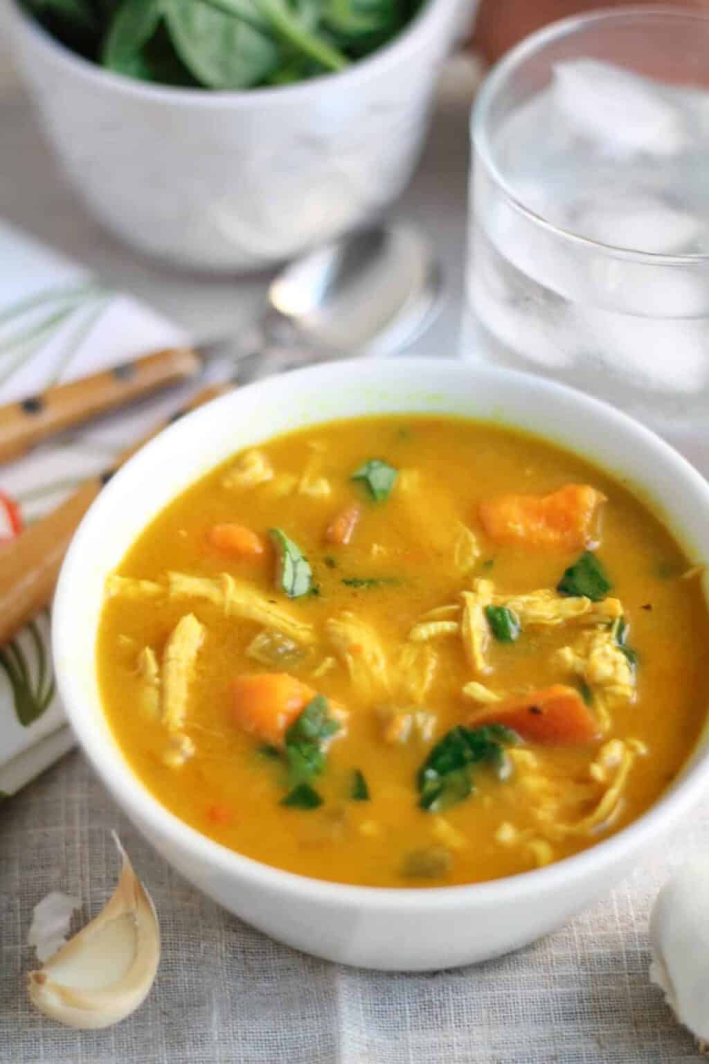 Creamy Coconut Curry Chicken Vegetable Soup Gluten Free