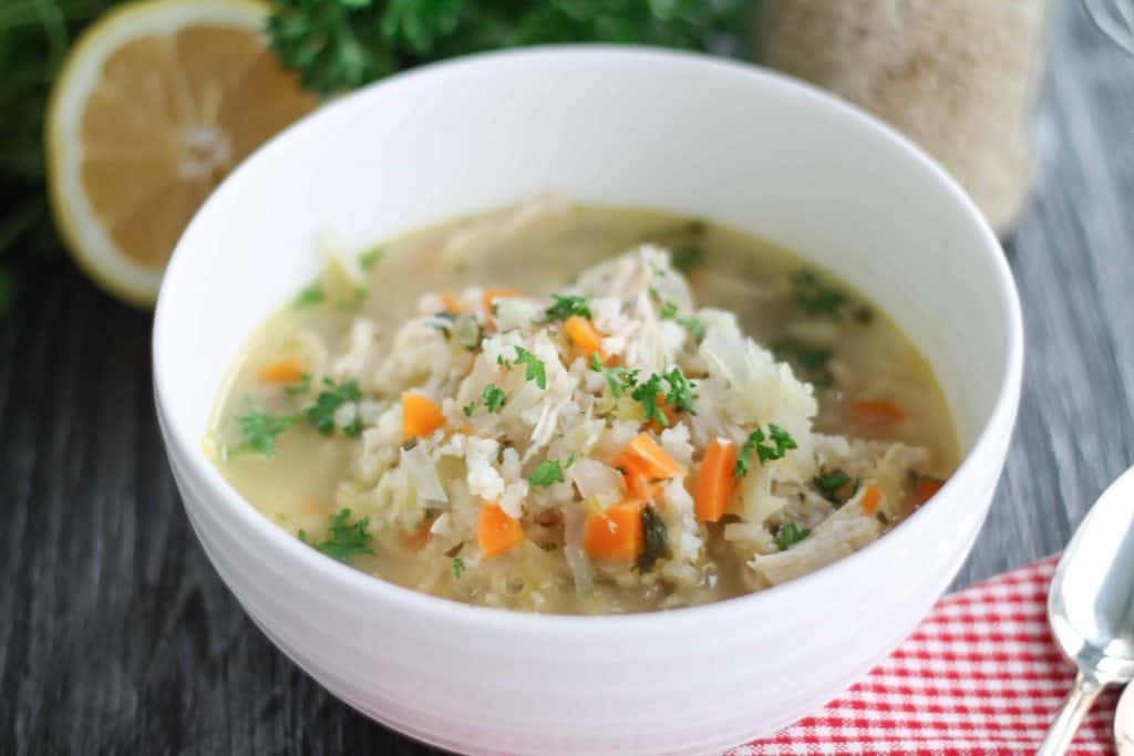 Lemon Chicken Vegetable Soup with Brown Rice-9